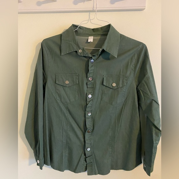 Women's Army Green Button-Up/‎ Snap-Up Shirt Size Medium - Picture 3 of 6